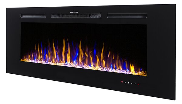 Camino Elettrico da Incasso 54,4x152x14 cm Effetto Fiamma 1500W Hefest Nero