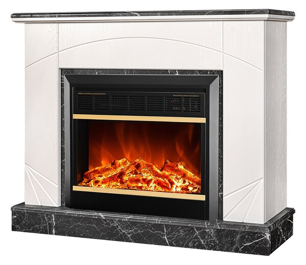 Camino Elettrico da Pavimento 85x110x27 cm Effetto Fiamma 1500W Madeira lux & Mars Ivory/dark gray