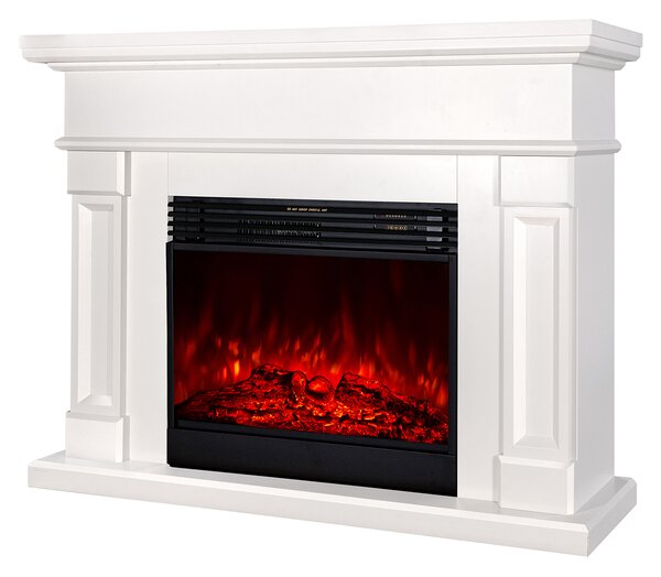Camino Elettrico da Pavimento 102x136x33 cm Effetto Fiamma 1950W Riga & Mirabella Panna