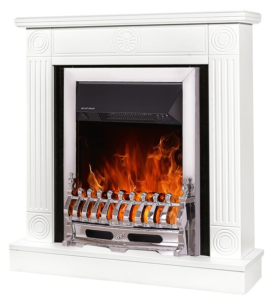 Camino Elettrico da Pavimento 86,5x82x25 cm Effetto Fiamma 2000W Donald & Galileo silver Bianco/nero