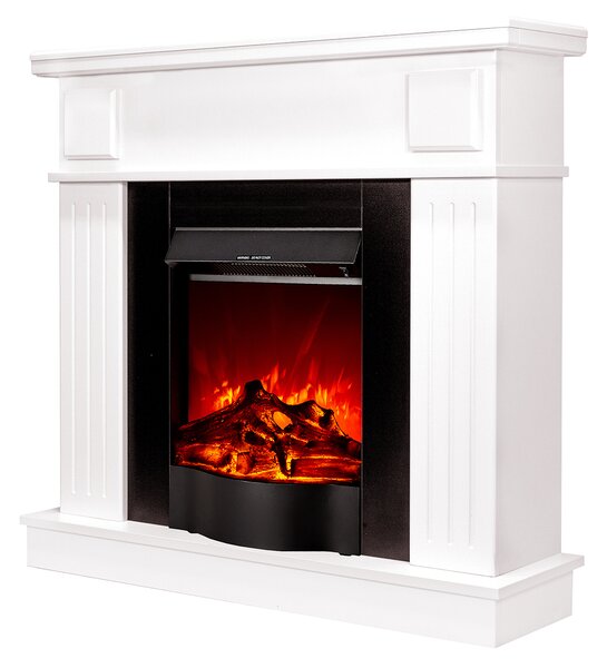 Camino Elettrico da Pavimento 99,7x103,4x27 cm Effetto Fiamma 1600W Oscar & Corsica Bianco/nero