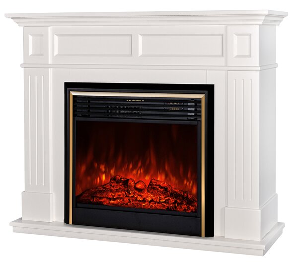 Camino Elettrico da Pavimento 100x132x30 cm Effetto Fiamma 1950W Sicilia & Richi Panna