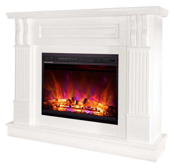 Camino Elettrico da Pavimento 96x113x30 cm Effetto Fiamma 1500W Verona Mini & Lorance Bianco