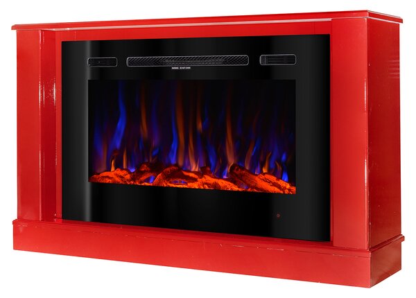 Camino Elettrico da Pavimento 72,5x121,5x30 cm Effetto Fiamma 1500W Bernard mini rosso & Adeli Rosso
