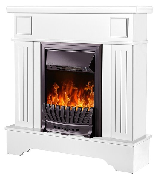 Camino Elettrico da Pavimento 109,2x103,4x30 cm Effetto Fiamma 2000W Marina Extra & Pluton Bianco