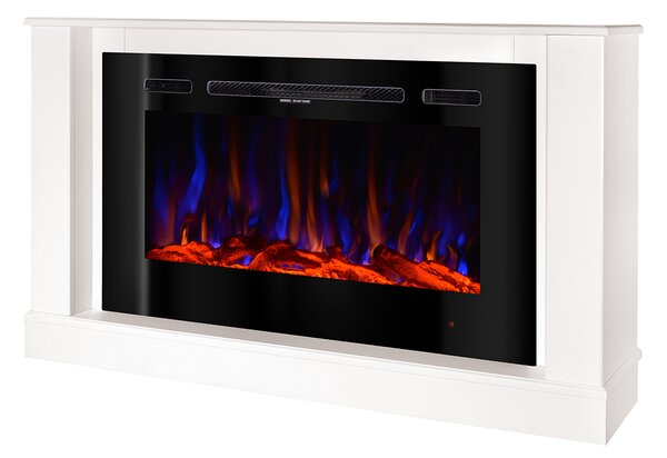 Camino Elettrico da Pavimento 72,5x121,5x30 cm Effetto Fiamma 1500W Bernard mini & Adeli Bianco