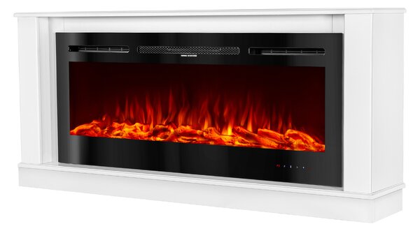 Camino Elettrico da Pavimento 72,5x158x30 cm Effetto Fiamma 1500W Bernard & Hermes Bianco