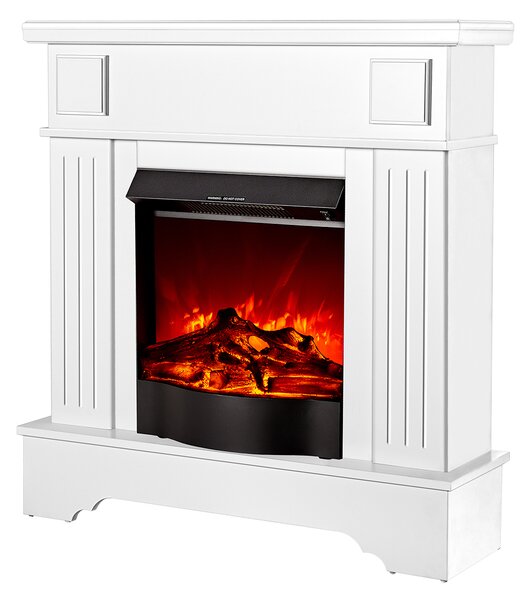 Camino Elettrico da Pavimento 109,2x103,4x30 cm Effetto Fiamma 1600W Marina Extra & Corsica Bianco
