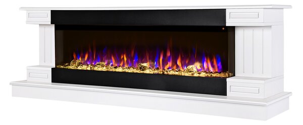Camino Elettrico da Pavimento 60,3x181x43 cm Effetto Fiamma 1500W Arizona & Dalas maxi Bianco