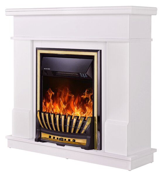 Camino Elettrico da Pavimento 100x103,4x30 cm Effetto Fiamma 2000W Rodos & Meridian Bianco