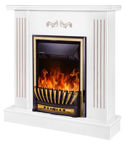 Camino Elettrico da Pavimento 90,5x94x26,5 cm Effetto Fiamma 2000W Smile & Meridian Bianco