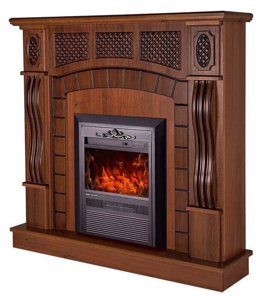 Camino Elettrico da Pavimento 112x115x30 cm Effetto Fiamma 2000W Amsterdam & Cristina Noce