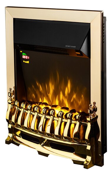Camino Elettrico da Incasso 59,5x48,5x12 cm Effetto Fiamma 2000W Galileo gold Dorato