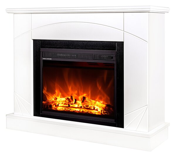 Camino Elettrico da Pavimento 85x110x27 cm Effetto Fiamma 1500W Madeira & Lorance Noce
