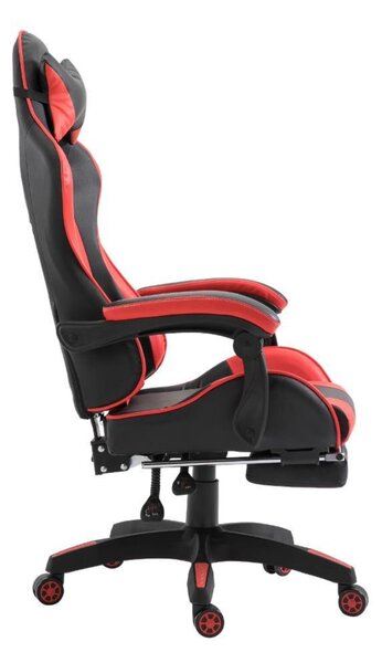 Poltrona Racing Omega con Piedi Nera Rossa Similpelle
