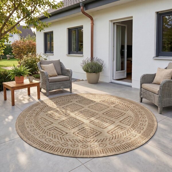 Tappeto da interno/esterno rotondo beige ø 120 cm Mira 1452 – Ayyildiz Carpets