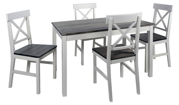 Set Woody Tavolo e 4 sedie Fumo Gambe Bianche