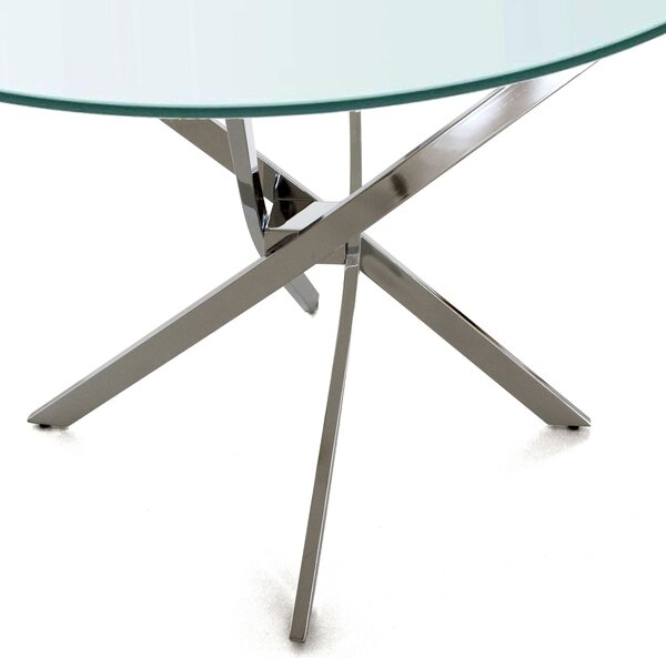Tavolo Royal Vetro Rotondo Vetro Gambe Cromate