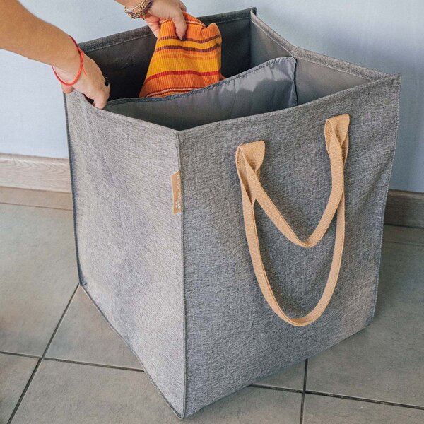 Cesta per il bucato grigia in tessuto 71 l Laundry Hub Tweed duplo – Rolser