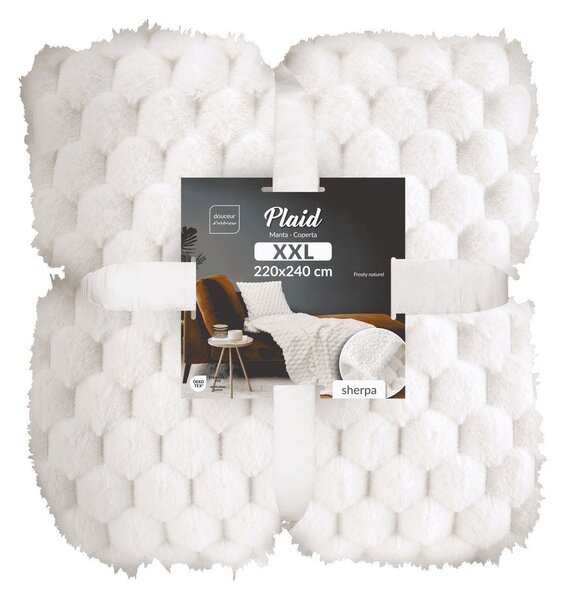 Coperta color crema in micropile 220x240 cm Frosty – douceur d'intérieur