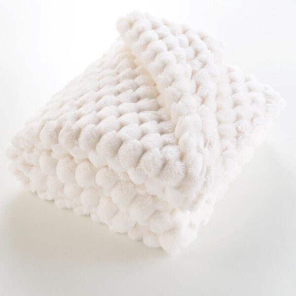 Coperta color crema in micropile 220x240 cm Frosty – douceur d'intérieur