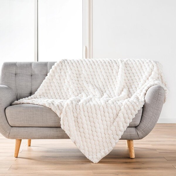 Coperta color crema in micropile 220x240 cm Frosty – douceur d'intérieur