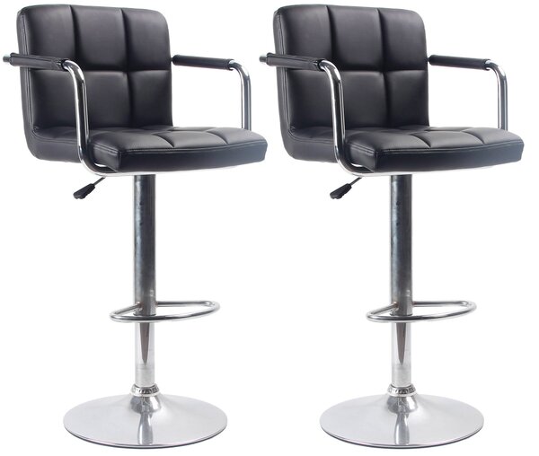 Set 2 Sgabelli con Alzata a Gas e Seduta Girevole in Similpelle Charlotte Nero
