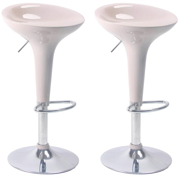 Set 2 Sgabelli con Alzata a Gas e Seduta Girevole in ABS Boston Beige Lucido