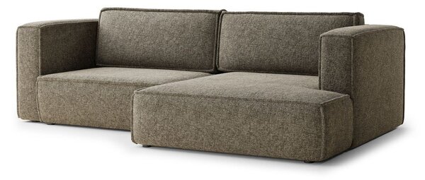 Divano angolare marrone allungabile/con contenitore (con penisola a destra/con chaise lounge) con rivestimento in ciniglia Velto – Maison de Rêve