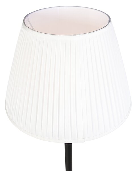 Lampada da terra nera con paralume plissettato bianco 45 cm - Classico