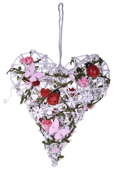Cuore in Legno Decorato H 30 cm