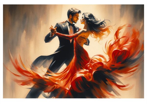 Quadro su tela – Danza in abbraccio di fuoco