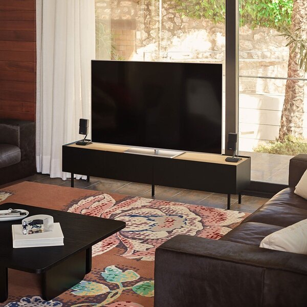 Tavolo TV in rovere nero e naturale 180x45 cm Arista - Teulat