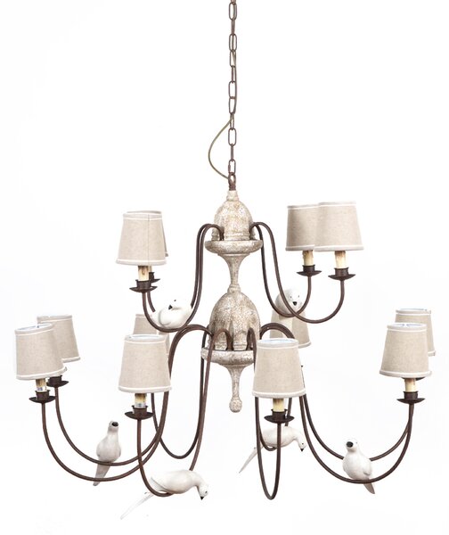 Lampadario Vintage con Uccellini Ø 114 cm