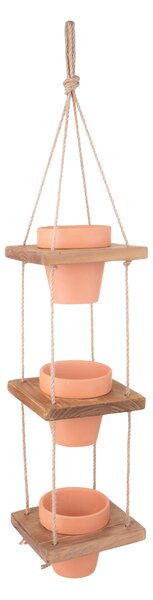 Porta Vasi Legno per 3 Vasi 15x15x H 80 cm