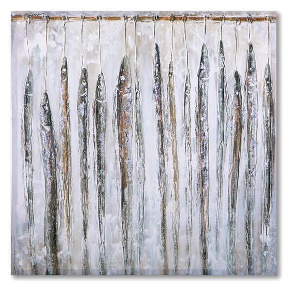 Quadro con Pesci Dim 80x80 cm