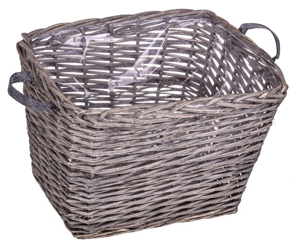 Porta Legna Rettangolare in Vimini Larghezza 55 cm
