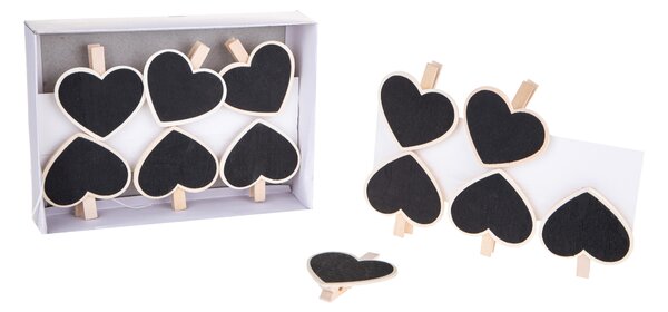 Set 12 Mollette con Cuori Lavagne Ø 7 cm