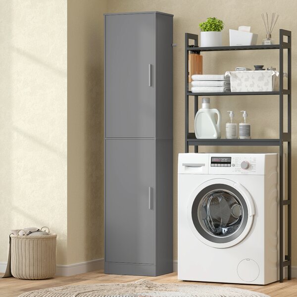 HOMCOM Colonna bagno con 2 ante e 4 ripiani regolabili, 40 x 35 x 180 cm, grigio | Aosom Italy