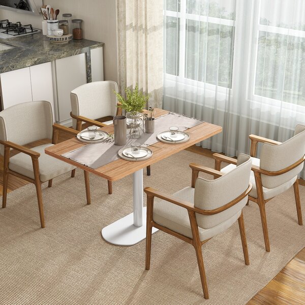 HOMCOM Tavolo da pranzo rettangolare per 6 persone con base e piano spesso rovere | Aosom Italy