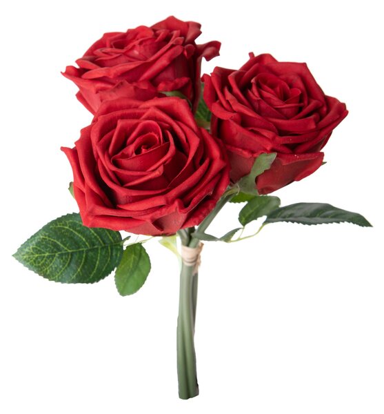 Set 2 Bouquet Artificiali Rose con 3 Fiori 30 cm Natale Touch