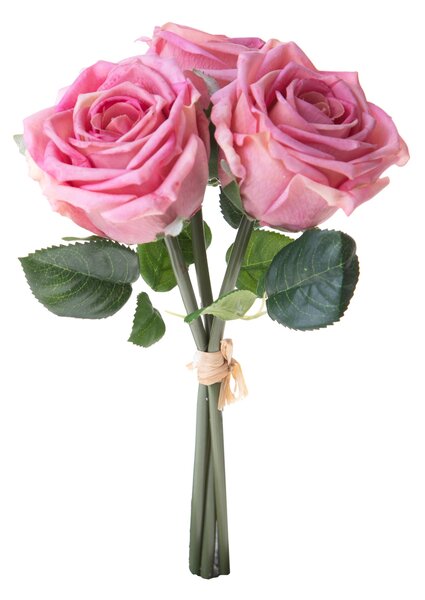Set 2 Bouquet Artificiali Rose con 3 Fiori 30 cm Natale Touch