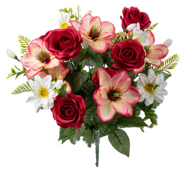 Set 2 Bouquet Artificiali Rose e Magnolia per 18 60 cm