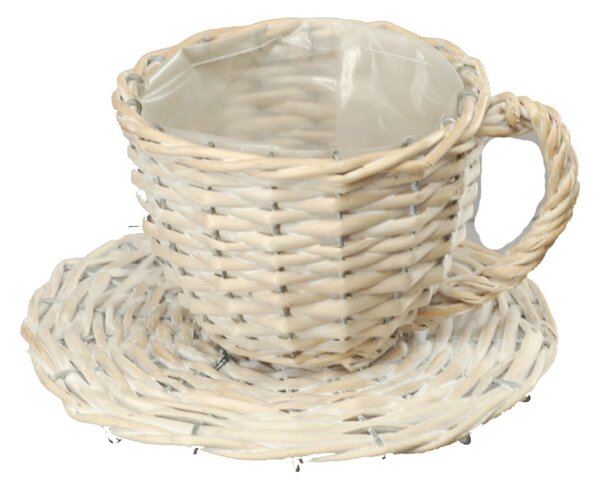 Set 2 Cesti a Forma di Tazza in Materiale Naturale Larghezza 29 cm