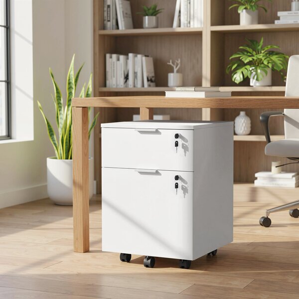 HOMCOM Cassettiera da ufficio, 2 cassetti chiudibili con chiavi, 42x40x60 cm | Aosom Italy