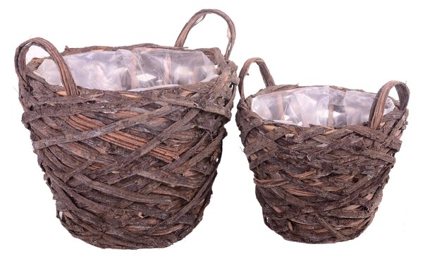 Set 2 Cesti in Materiale Naturale con Manici H 26 cm