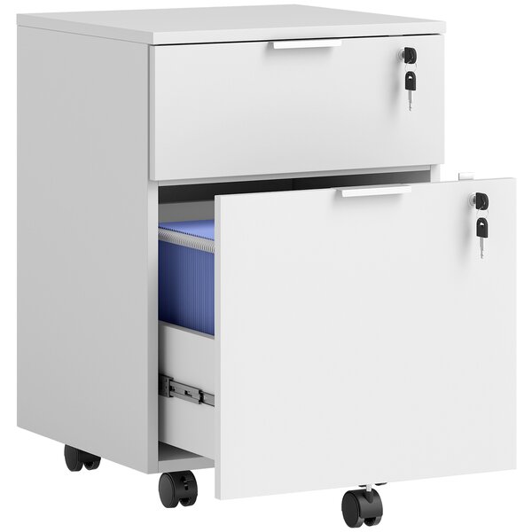 HOMCOM Cassettiera da ufficio, 2 cassetti chiudibili con chiavi, 42x40x60 cm | Aosom Italy