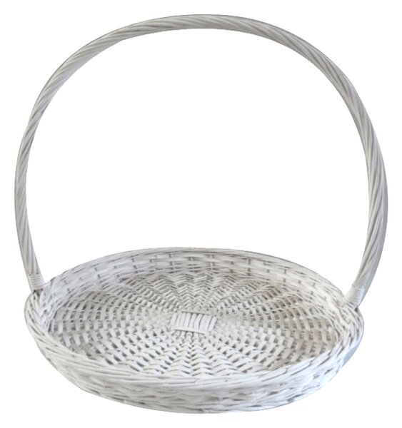 Set 2 Cesti Rotondi Piatti in Vimini con Manico Larghezza 50 cm