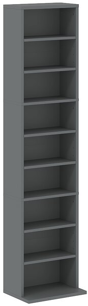 HOMCOM Mobile Porta CD e DVD 9 scomparti e 6 ripiani regolabili, max. 260 CD/120 DVD, 33x24x140 cm, grigio | Aosom Italy