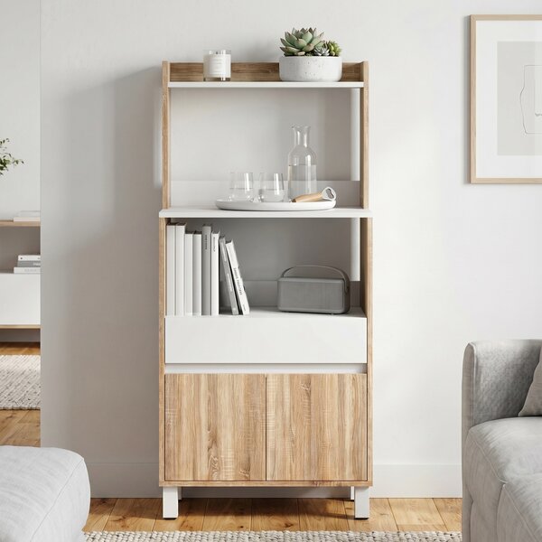 HOMCOM Mobile per Microonde da Cucina con Cassetto, 2 Ante a Chiusura Ammortizzata, Rovere | Aosom Italy